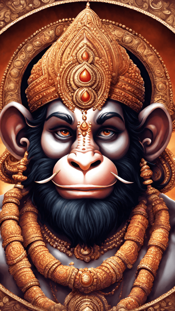 Lord hanuman closes up phone wallpaper